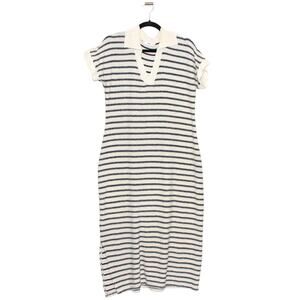 Mango MNG Striped Navy & Cream Maxi Knit Dress Size Large